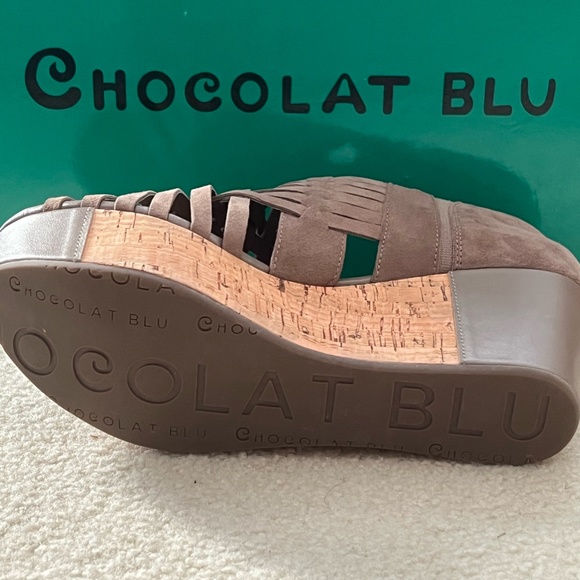 Chocolat Blu Taupe Suede Wedge Heels (Worn Once) - Picture 5 of 9